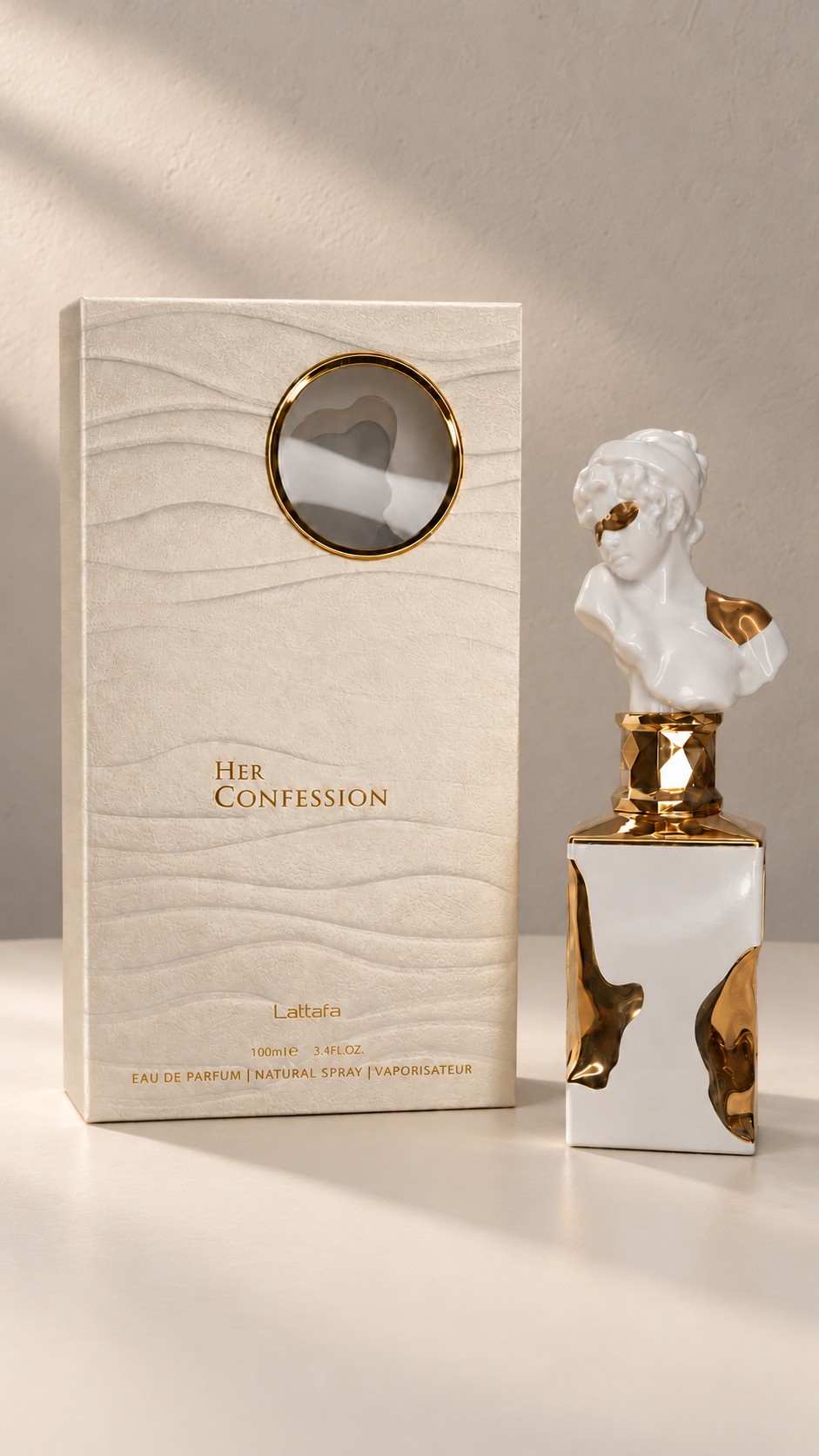 Frasco y caja de Her Confession de Lattafa